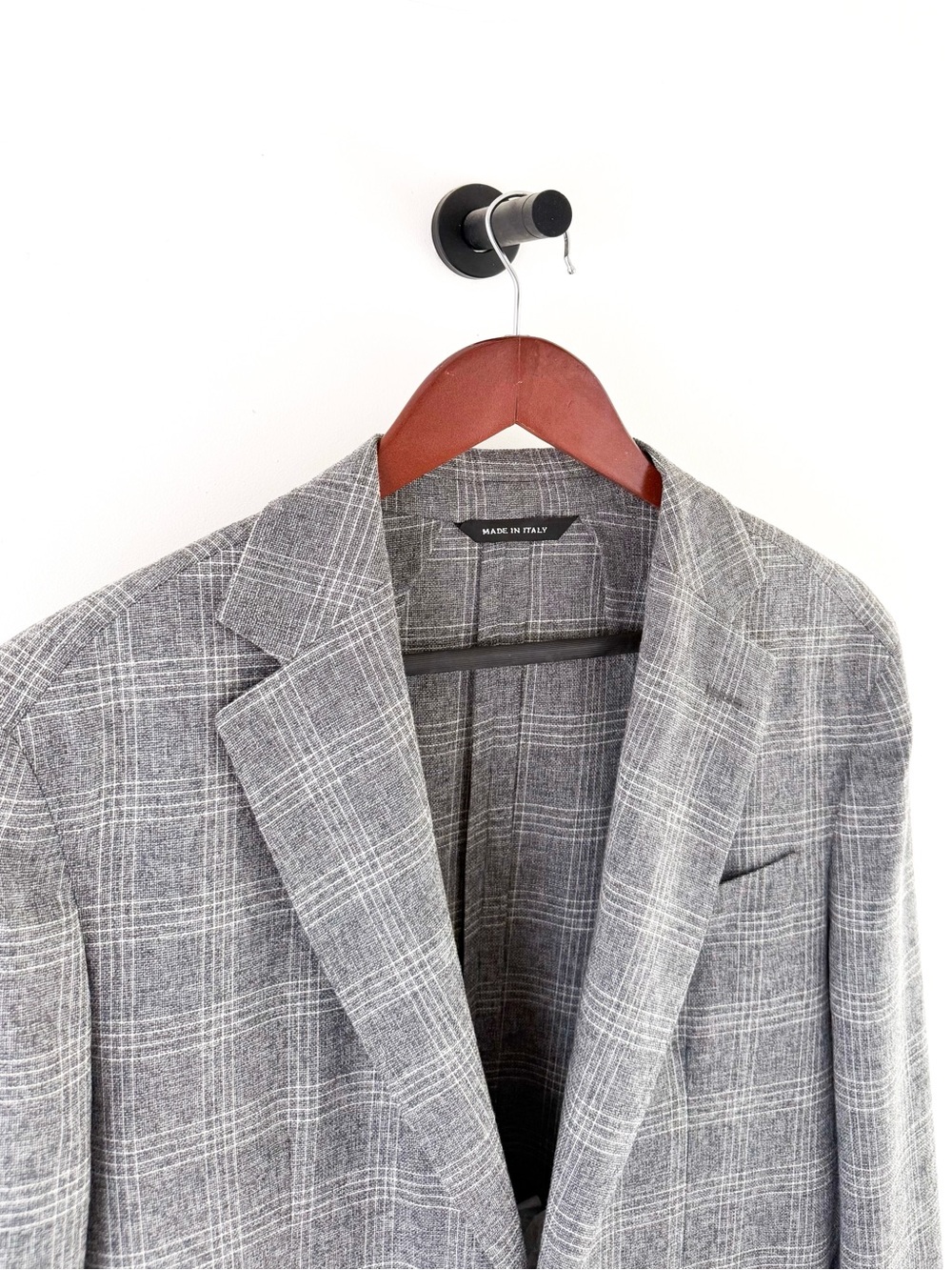NWT New Zanetti Italian Wool Gray Plaid Sport Coat Windowpane Unstructured 40R - Picture 2 of 13